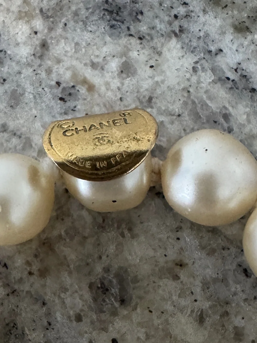 70s Chanel Necklace Pearl Strass Crystal Gold Plated Pendant Collar Collier